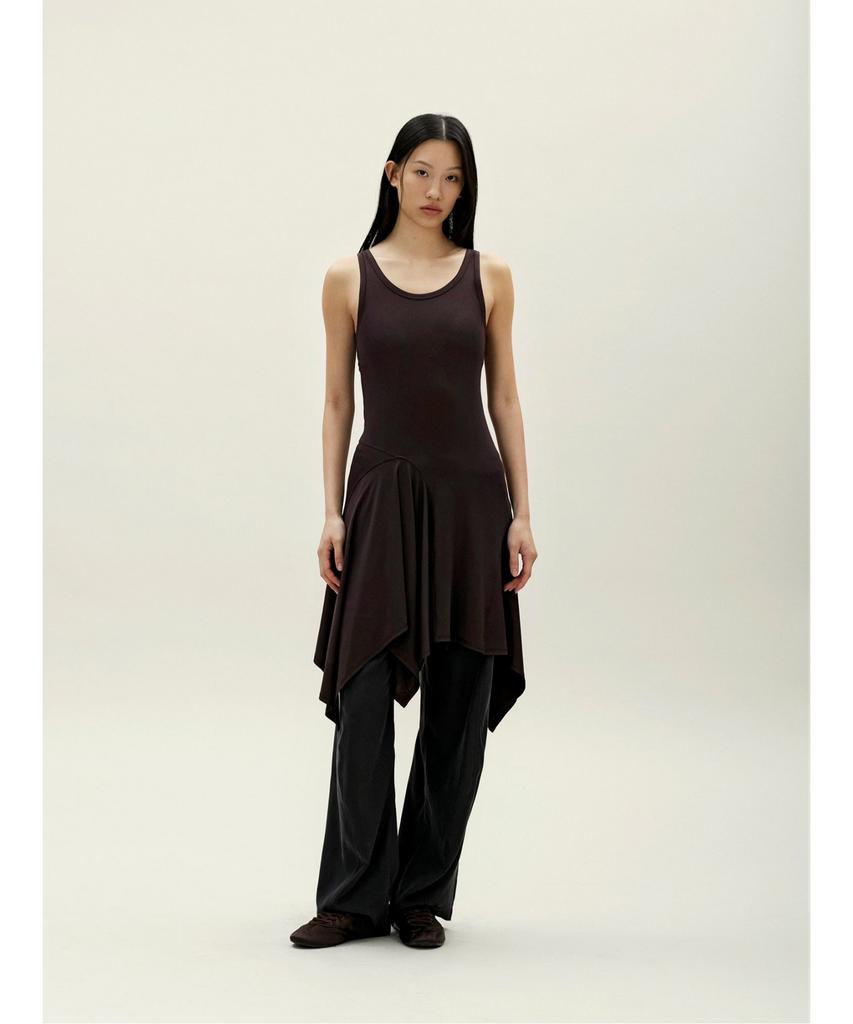 Anggae Petal Jersey Dress Brown