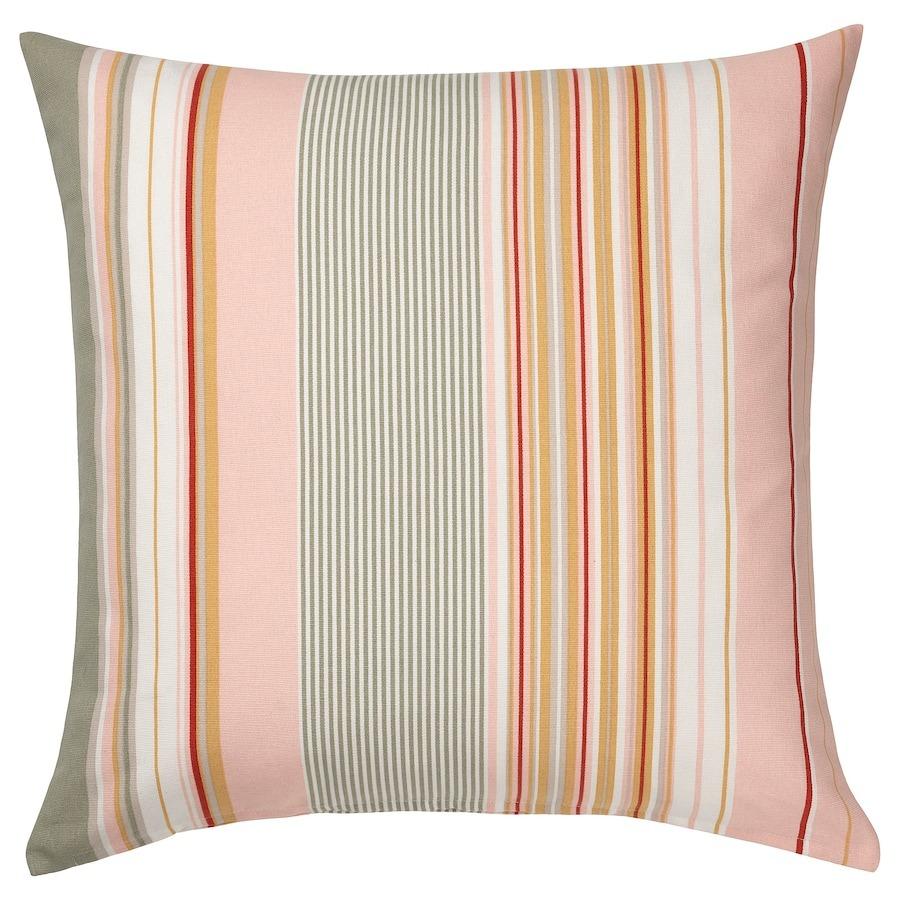 Set of Multi-colored Pillow Covers (4 Things), SOLMOTT Cushion Cover Pink Multicolour/Striped Set, IKEA