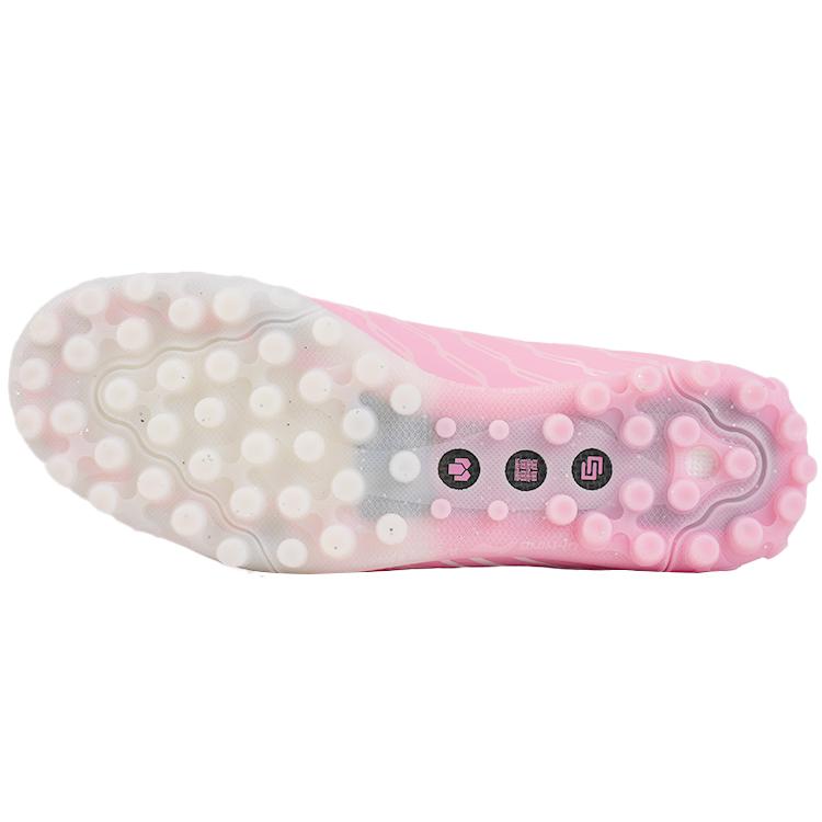 New LiNing TF Rubber Broken Studs Artificial Ground Wear-Resistant Slip-Resistant Soccer Shoes Men's Pink White YSTU043-2