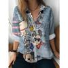 New Women's Long Sleeve Shirt, Machine Washable Polyester Fabric, Button Printed Shirt