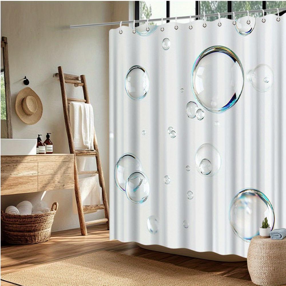 Bubble Shower Curtain, Floating Transparent Bubbles Design, Fade-Resistant Polyester, Machine Washable, Modern Bath Decor