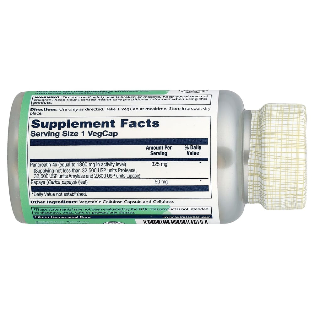Solaray Pancreatin 1300 Veg Capsules, 90 Count