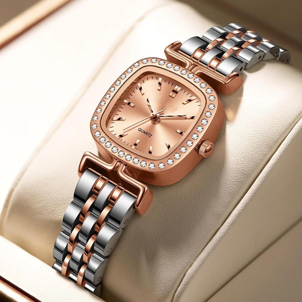 Quartz Movement Watch for Women Lady Dress Casual Wristwatch Alloy Strap Brecelet Watches