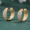 Exquisite Full Synthetic White Zircon Golden Plated Hoop Earrings Women's Elegant Concise Daily Banquet Wedding Jewelry
