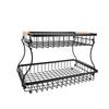 2 Tier Fruit Basket Kitchen Countertop Organizer Foldable Iron Frame Snack Storage Basket No Screw Assembly for Fruits