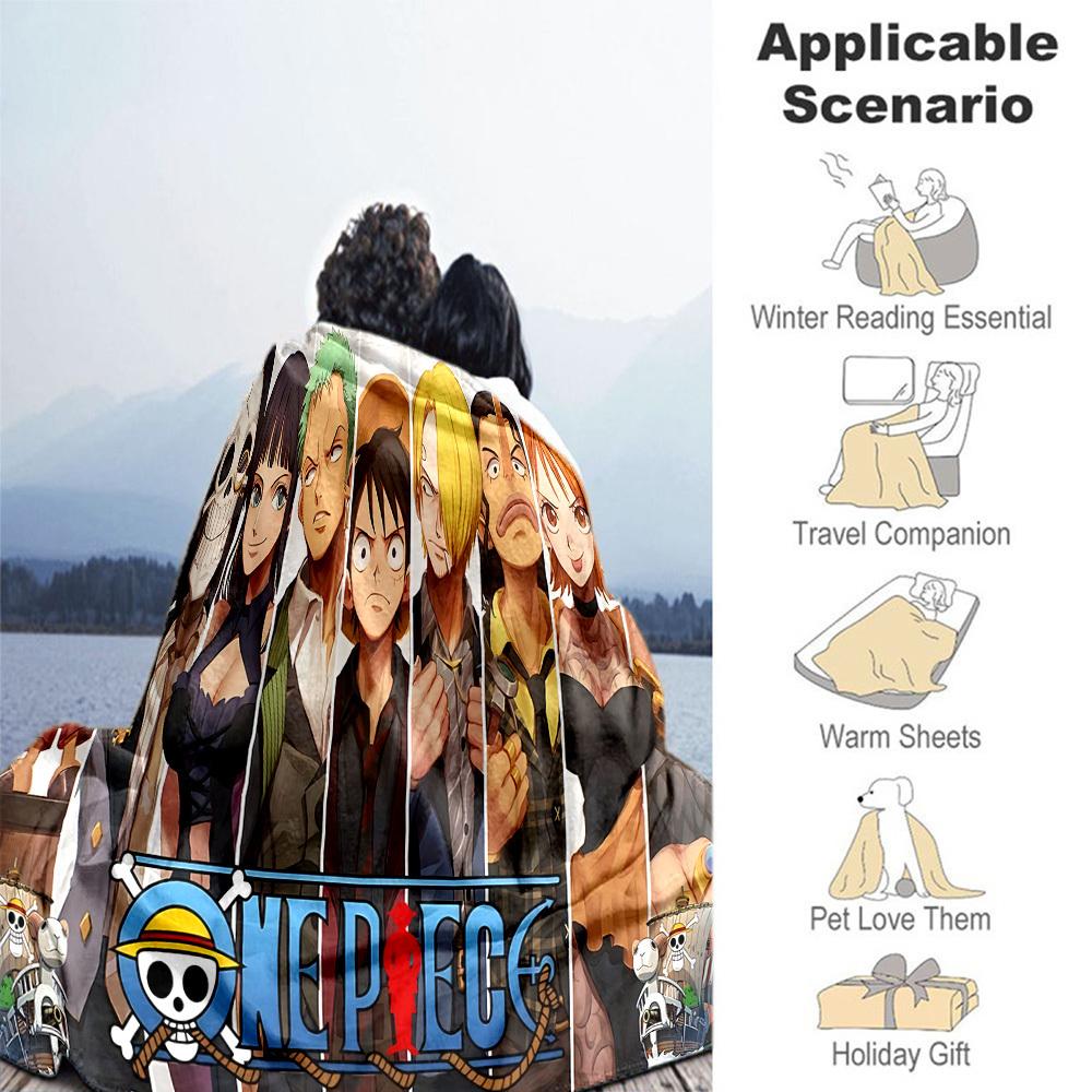 1PC One Piece Characters Outdoor Blanket Lightweight Flannel, Soft & Warm, All-Season Use for Sofa, Outdoor, Camping, Living Room, Office85