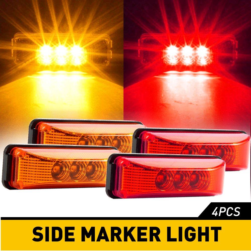 4X Amber LED Side Marker Lights RV Truck Trailer Clearance Light Waterproof EOA