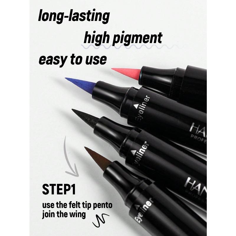 2-In-1 Eyeliner Pencil, Waterproof Sweat-Resistant Long-Lasting Smooth Dual-Ended Triangle Stamp Eyeliner, Black, Suitable For Daily Makeup