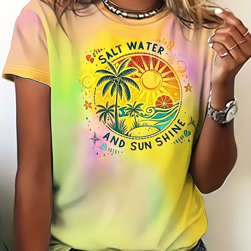 Round neck casual short-sleeved T-shirt, fashionable short-sleeved round neck top S