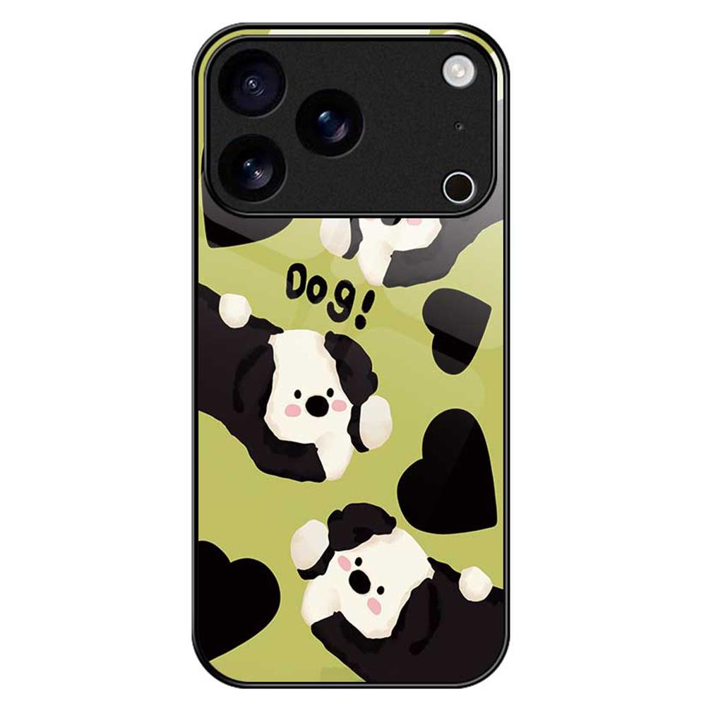 For iPhone 17 Pro Max Case TPU PC Tempered Glass Pattern Printing Phone Back Cover