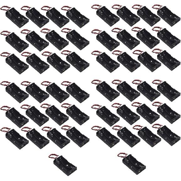 2Pcs 2 X 1.5V AA Battery Holder Case Box, 2 AA Battery Holder with Wire Leads