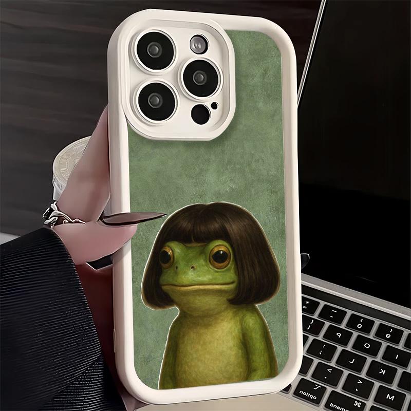 Phone Case for iPhone 17 Air 16E 15 16 Pro Max Cute Cartoon Frog Cover 14 Plus 13 12 Mini Soft Shell Silicone Fundas