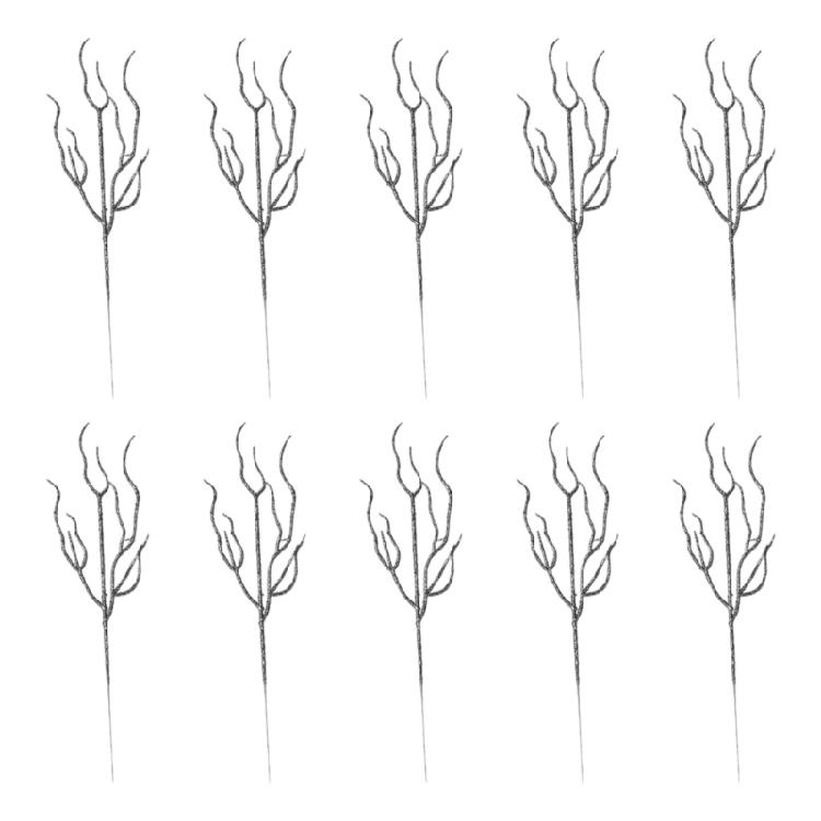 10pcs Textured Plastic Stems Glittering Christmas Picks Artficial Flower Leave Spring Festival Decoration