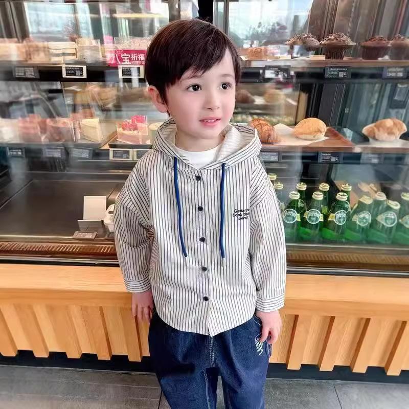 Kids Korean Hooded Long Sleeve Shirt Jacket Spring Autumn Fashionable Casual Windbreaker