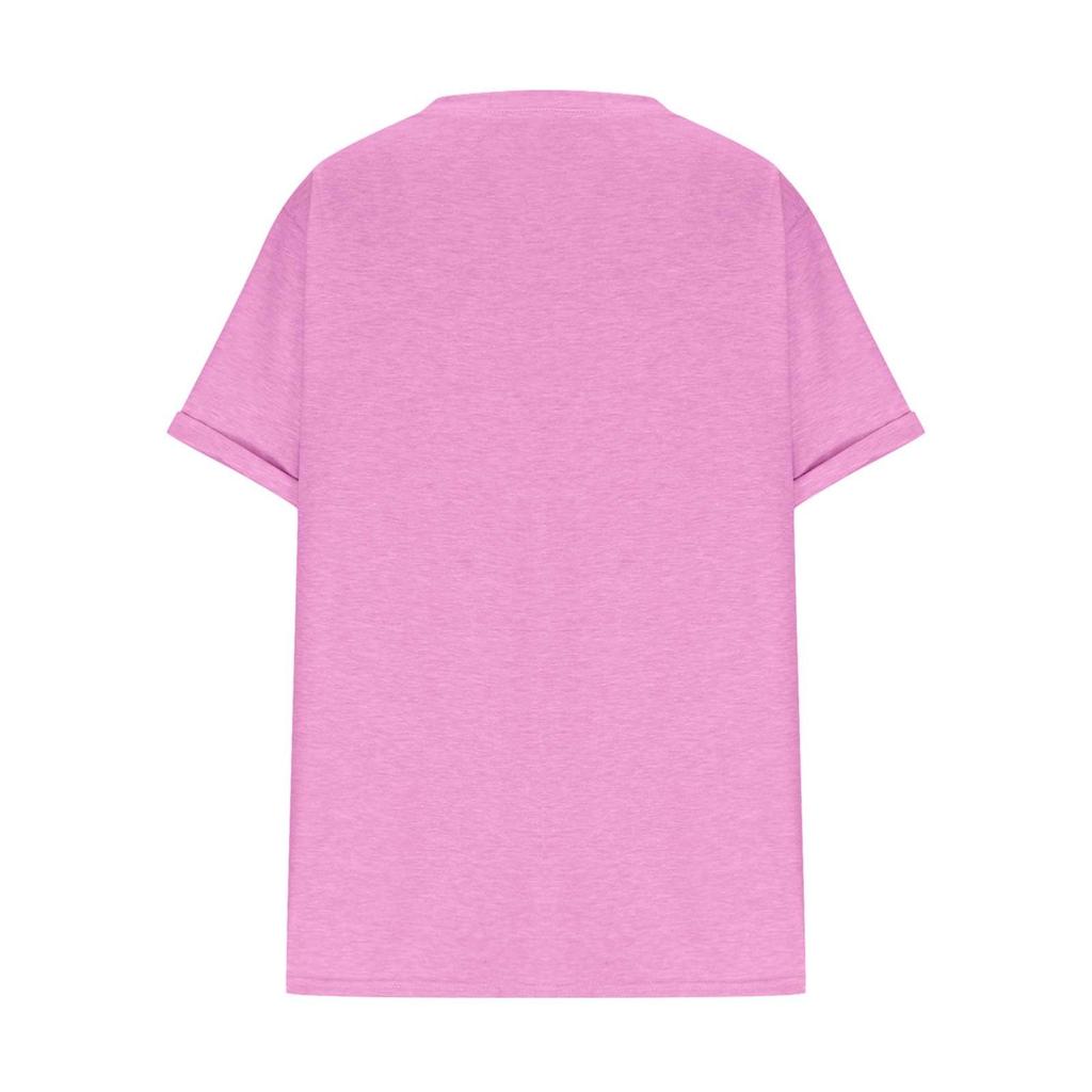 Women's Large Size T-Shirt Casual Color V-Neck Short Sleeve Pocket Top