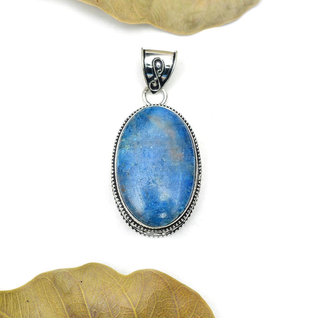 Neon Apatite Gemstone Pendant: 925 Sterling Silver Handmade Pendant Necklace Jewelry