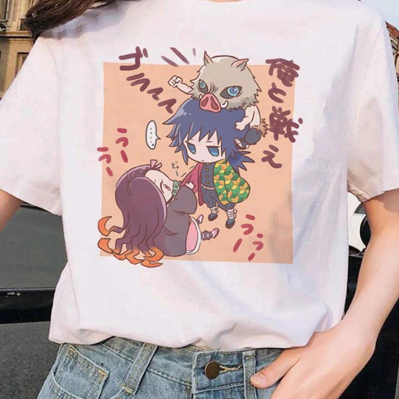 Short Sleeved Round Neck Y2k Tshirt Men Clothing New in Top Tees Mens T-Shirt Anime Pattern Japanese Demon Slayer Cartoon 70303