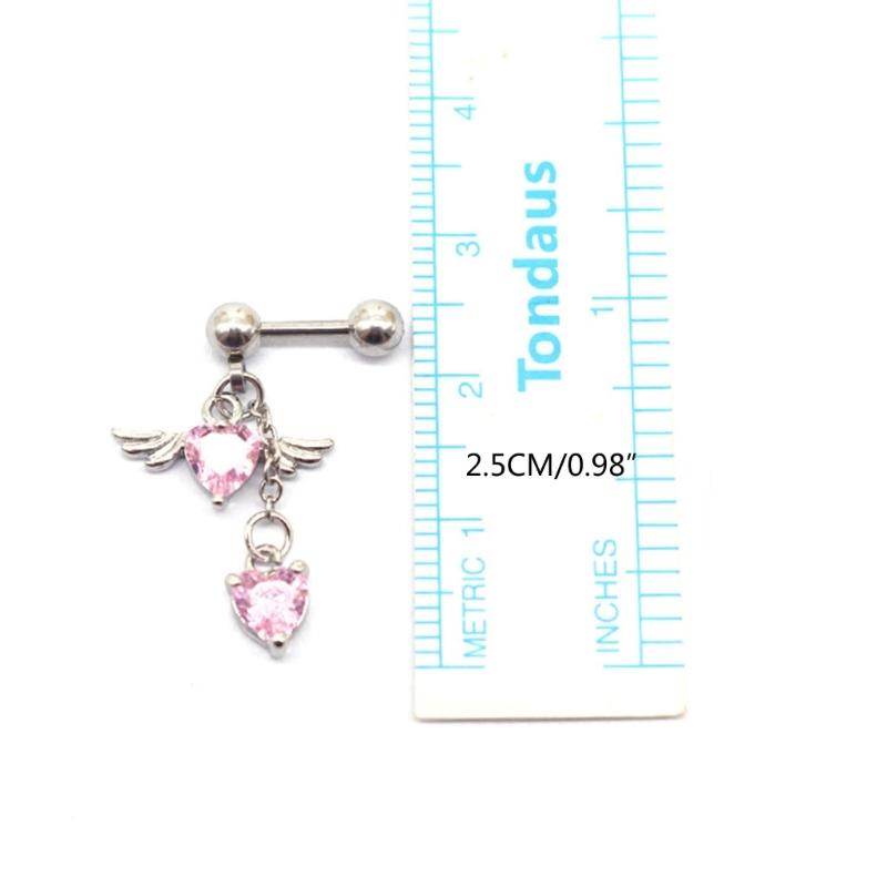 Heart Angel Wings Dangle Earrings Heart Zircon Drop Dangle Earrings Women Ear Cuff Charm Earring for Girl Valentine Gift