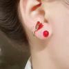 Two Wear Sweet Tulip Red Earrings For Women Luxury Post Hanging Ear Studs