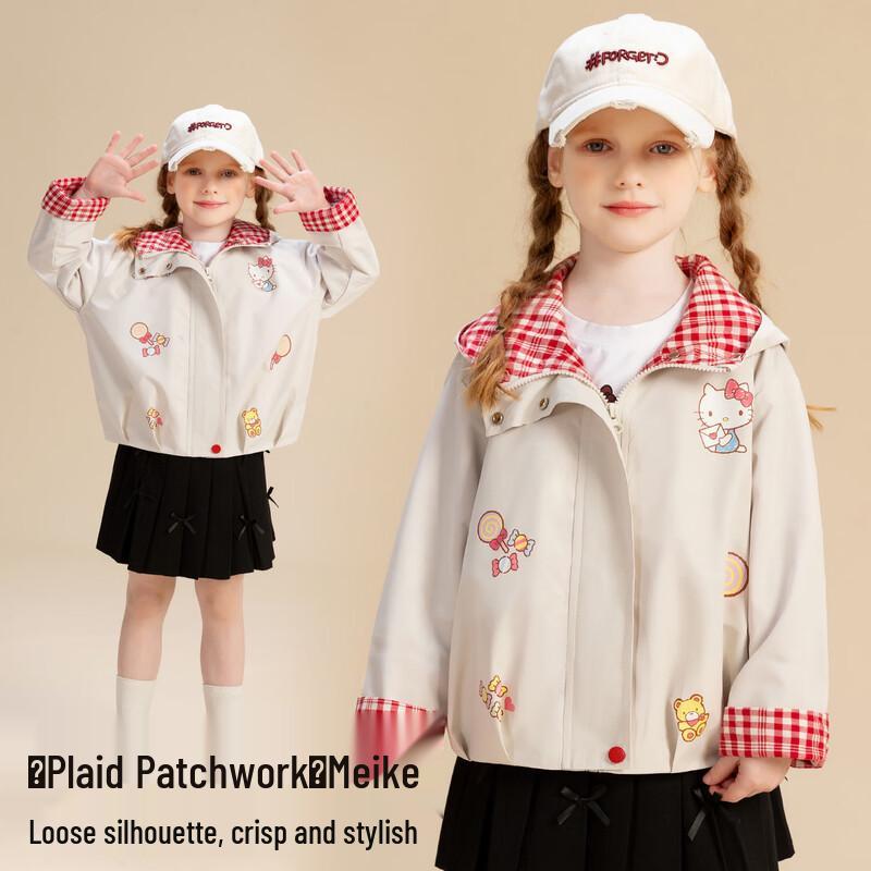 Hello Kitty Girls Cartoon Print Hooded Jacket 130
