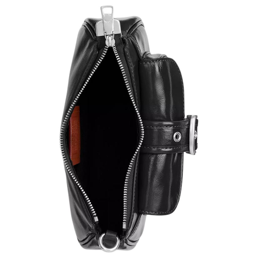 Coach Borsa a spalla mini Ashton 20 con fibbia argentata in pelle stropicciata Donna borsa a spalla Nera CDB19-SVBK