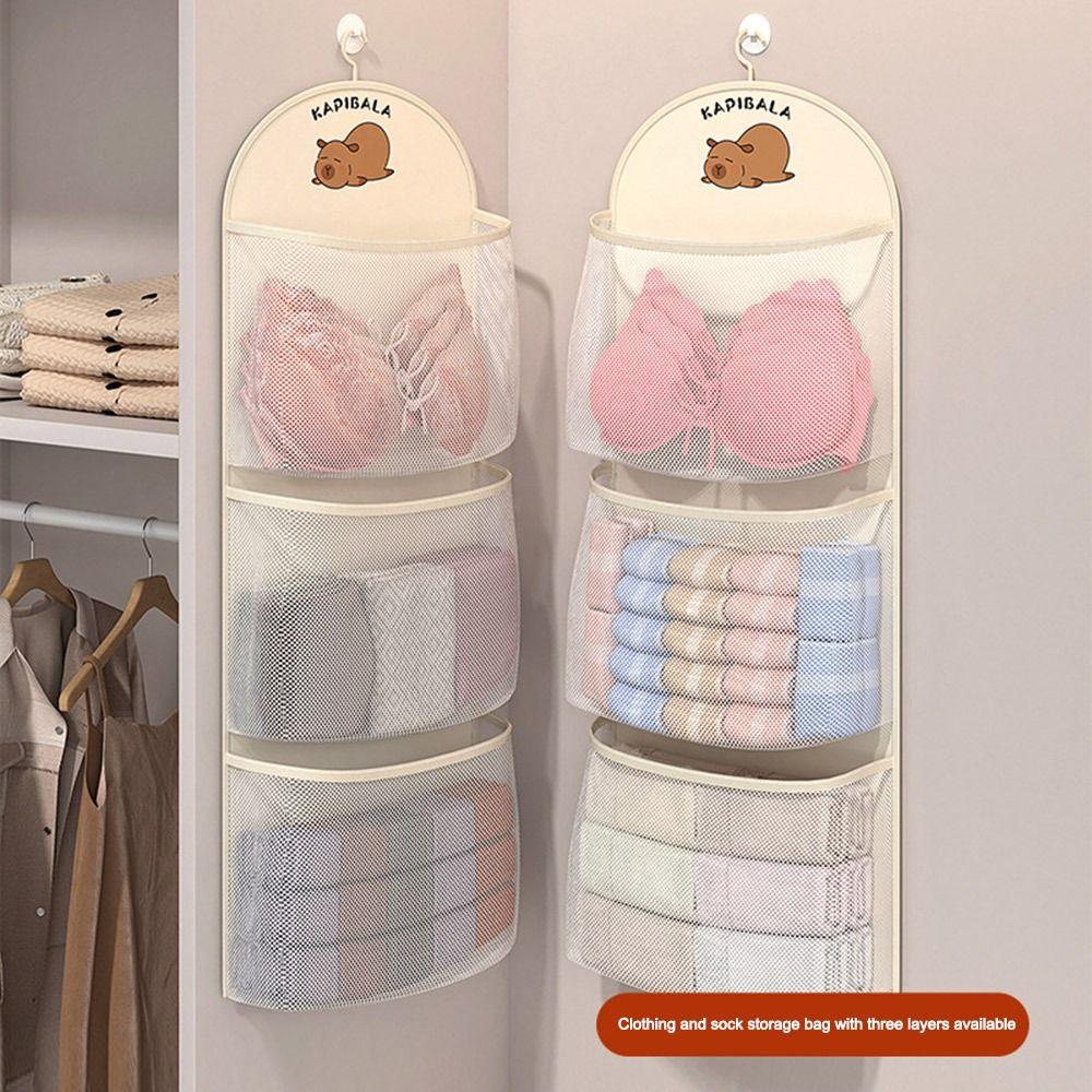 Capybara Socks Hanging Bag Large Capacity Wardrobe Organizer New Underwear Storage Bag