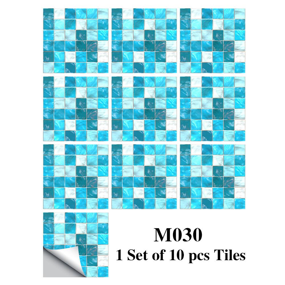 10PCS Mosaic Style Tile Simulation Stickers Self-adhesive Kitchen Waterproof PVC Wall Stickers Living Room Bathroom Decoration