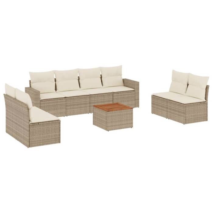 VidaXL Garden Lounge Set with Cushions 9 Pcs, Patio Sofas, Patio Furniture Set, Outdoor Furniture, Beige 3256415