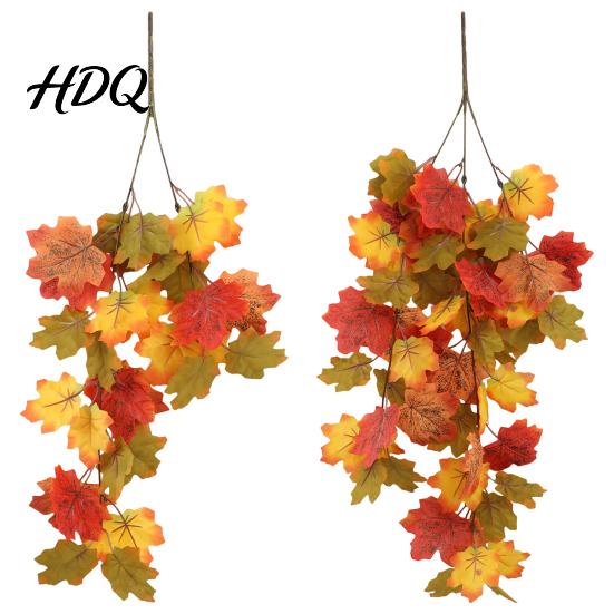 Thanksgiving Party Supplies Artificial Maple Leaf Vines Realistic Flexible Autumn Garland Fall Rustic Home Accents Decoration Seasonal Rattan