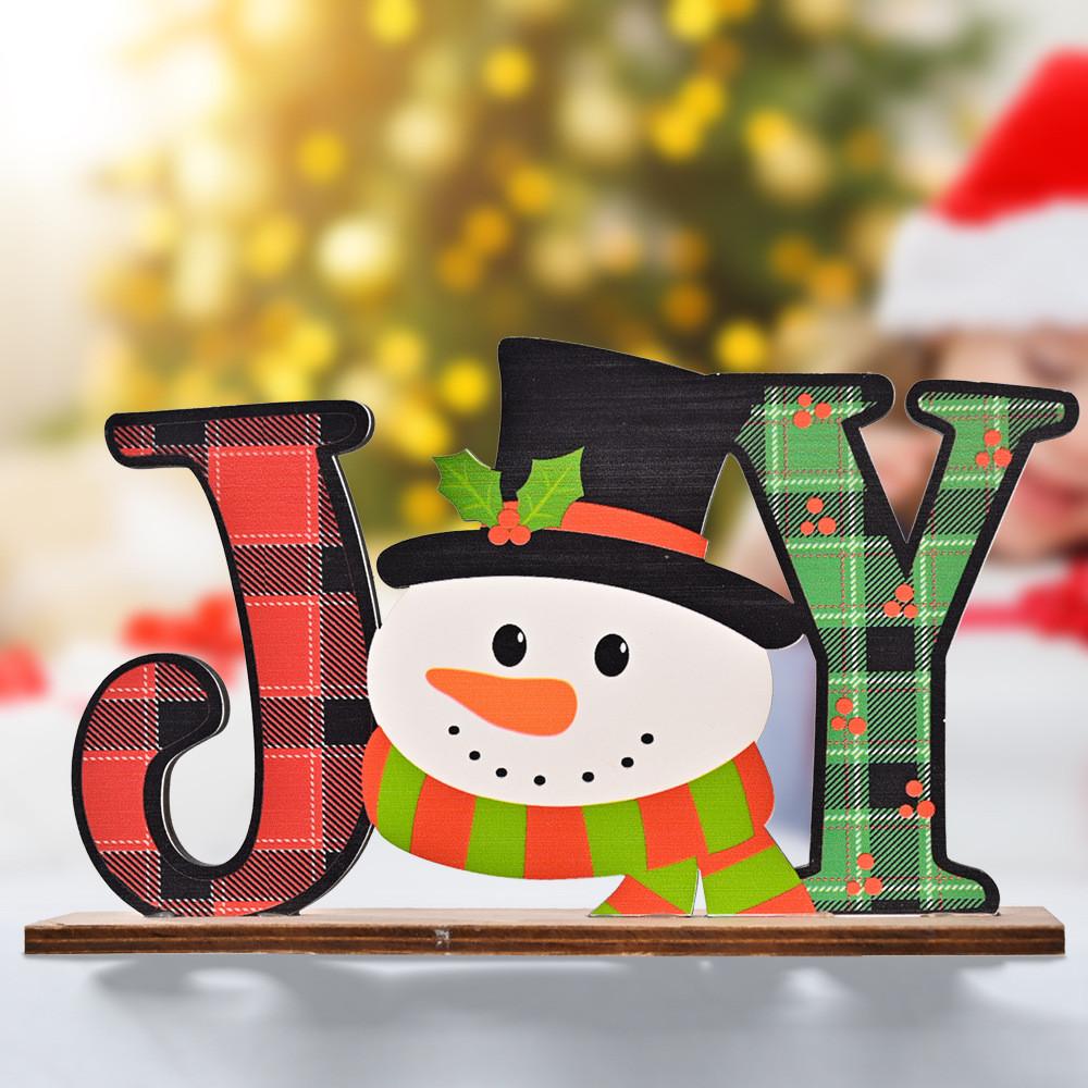 Whimsical Christmas Wooden Letter Figurines Colorful Printed Holiday Decor For Cheerful Tables