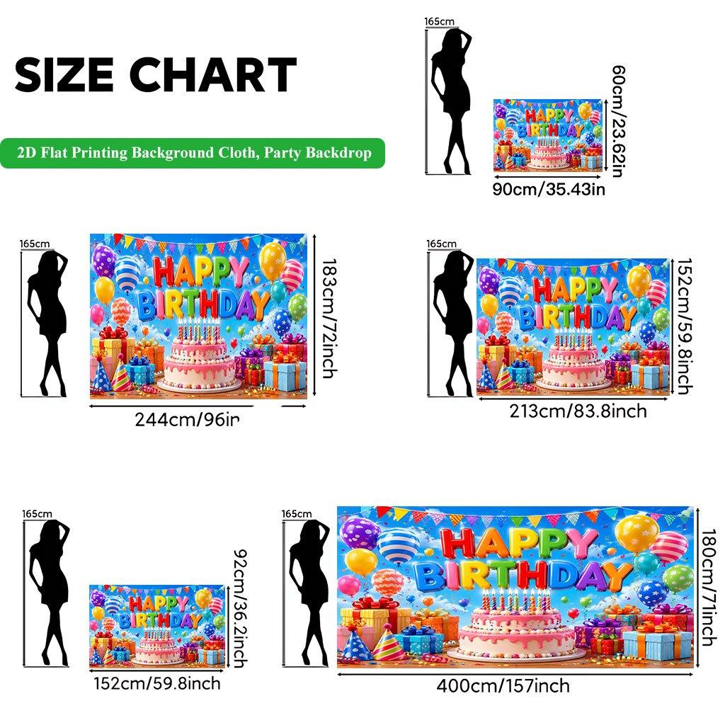 2D Flat Backdrop1pc Birthday Scene Colorful Backdrop Banner Polyester Wall Decor For Living Room Bedroom Office Outdoor Decor Party Holiday