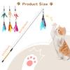 Feather Teaser Cat Toy Flying Feather Cat Catcher with Extra Long 34.5" Wand and Small Bell Fun Exerciser Playing Toy for Kitten