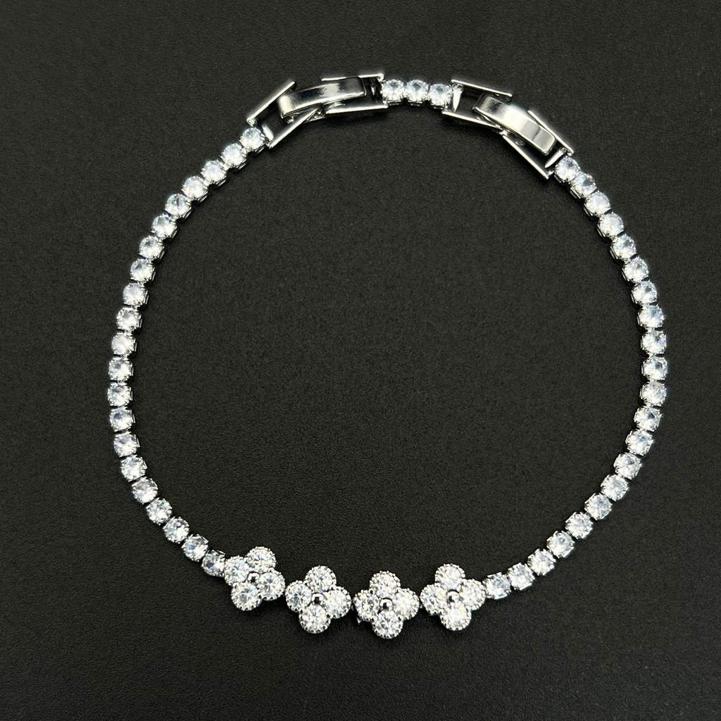 Fashion Zircon Four-Leaf Clover Tennis Bracelet - Luxury Hot Sale