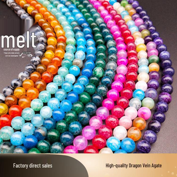 

Colored Dragon Vein Agate Beads - DIY Jewelry Making Accessories 6mm-62 beads