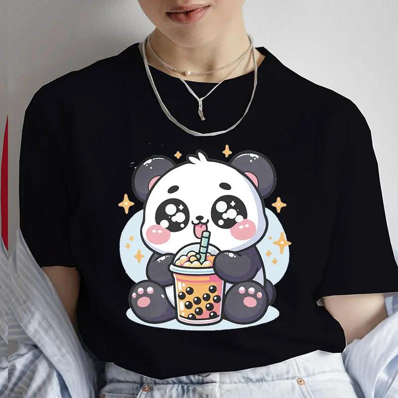 Unisexs Tshirt Casual Kawaii Boba Milk Tea Print Tshirt Bubble Tea Cartoon Unisexs Tee Clothing Cute Cat Anime Tee Shirts Tops