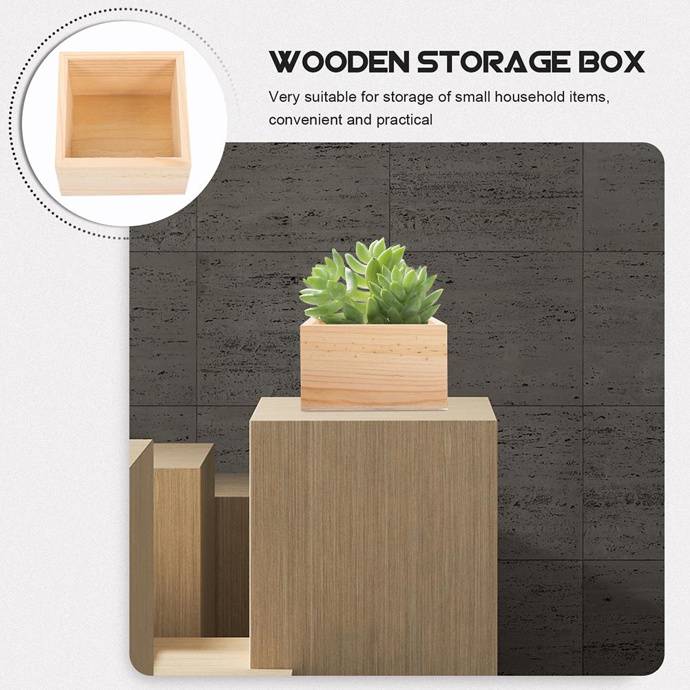 

4Pcs Wooden Boxes For Crafts Small Storage Jewelries Organizer Bins Gift Boxes Unfinished Crate Home Storage Ganization Boxes 8X8X4CM