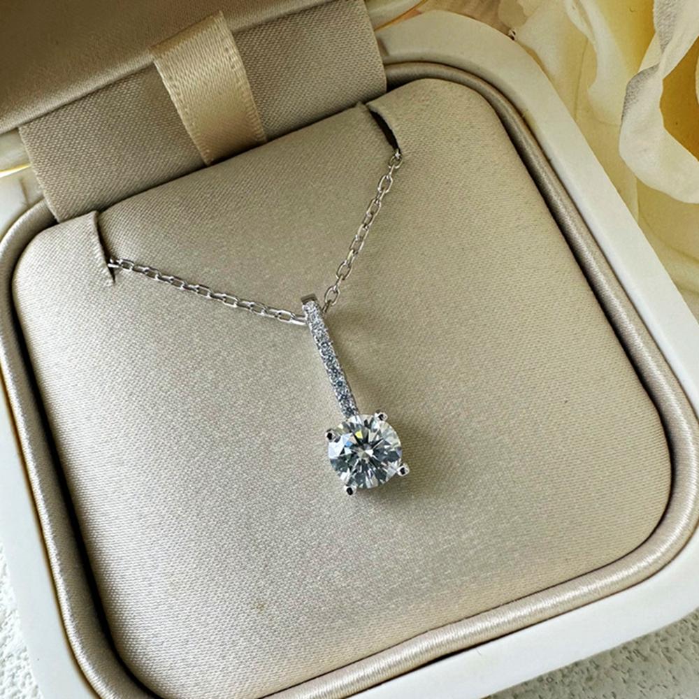 Vinregem 100% 925 Sterlingsølv VVS1 3EX D Farge 0.8CT 6MM Rund Slipt Ekte Moissanitt Diamant Edelsten Anheng Halskjede Fint Smykke GRA