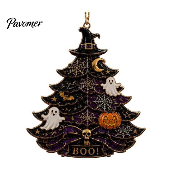 Orange Purple Festive Accents Halloween Tree Acrylic Hanging Ornament, Pumpkin Ghost Skull Seasonal Lightweight Haunted House Props Decor, Spooky