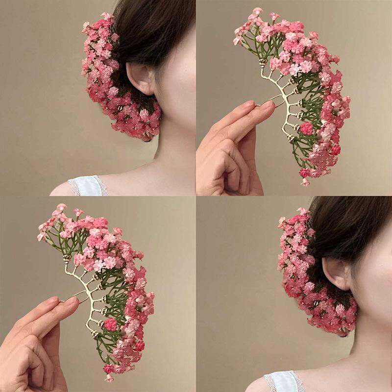Baby's Breath Flower Hair Stick Chinese Style Pin Copper Alloy Handmade Accessory for Women