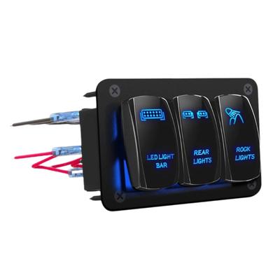 3-fach Kippschalter Panel 12V 24V Blaue LED Leuchte Kippschalter LED Leuchtleiste Schalter Panel für Marine Automobile
