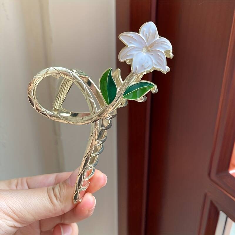 Flower Metal Hair Claw For Women Gold Silver Cross Crab Hair Clip Korean Elegant Hairpin Girl Hair Accessories