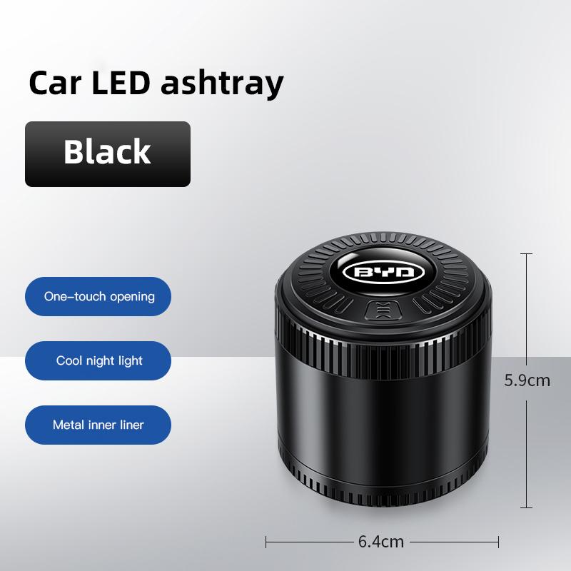 Car Interior Ashtray LED Light Portable Smoke Ashes Holder For BYD Qin Tang U8 F3 E6 Atto3 Yuan Plus Song Max F0 G3 I3 Ea1 Dmi