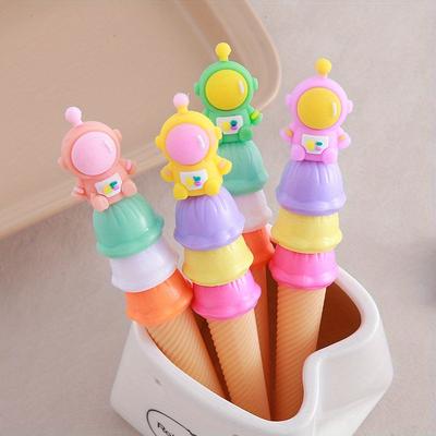 Back To School Season 10pcs 0.5mm Creative Astronaut Ice Cream Shape Gel Pen Cartoon Astronaut Cone Water-based Pen Cute Stationery