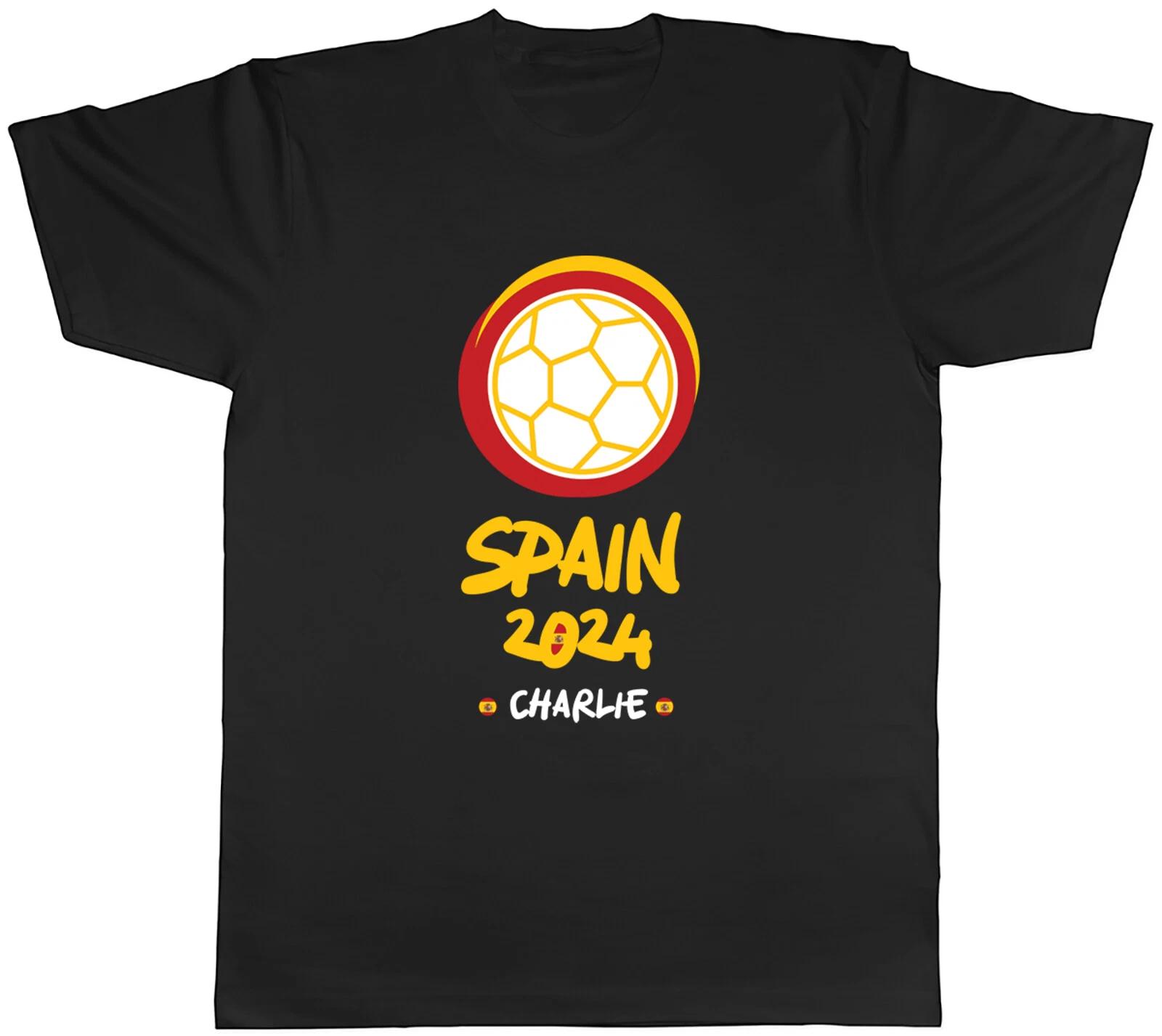 Personalised Spain 2024 Mens T-Shirt Football Soccer Supporter Fan Tee Gift S