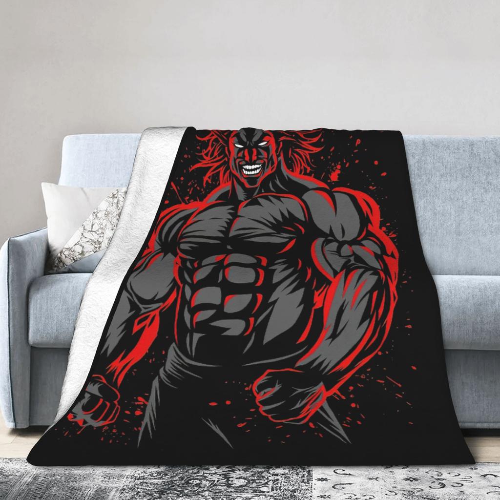 Grappler Baki Baki Hanma Blanket Flannel All Season Portable Super Warm Throw Blankets for Bedding Office Bedspreads