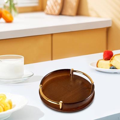 Cosmetic Tray with Handles Round Design for Trinket Storage In Coffee Table Decor