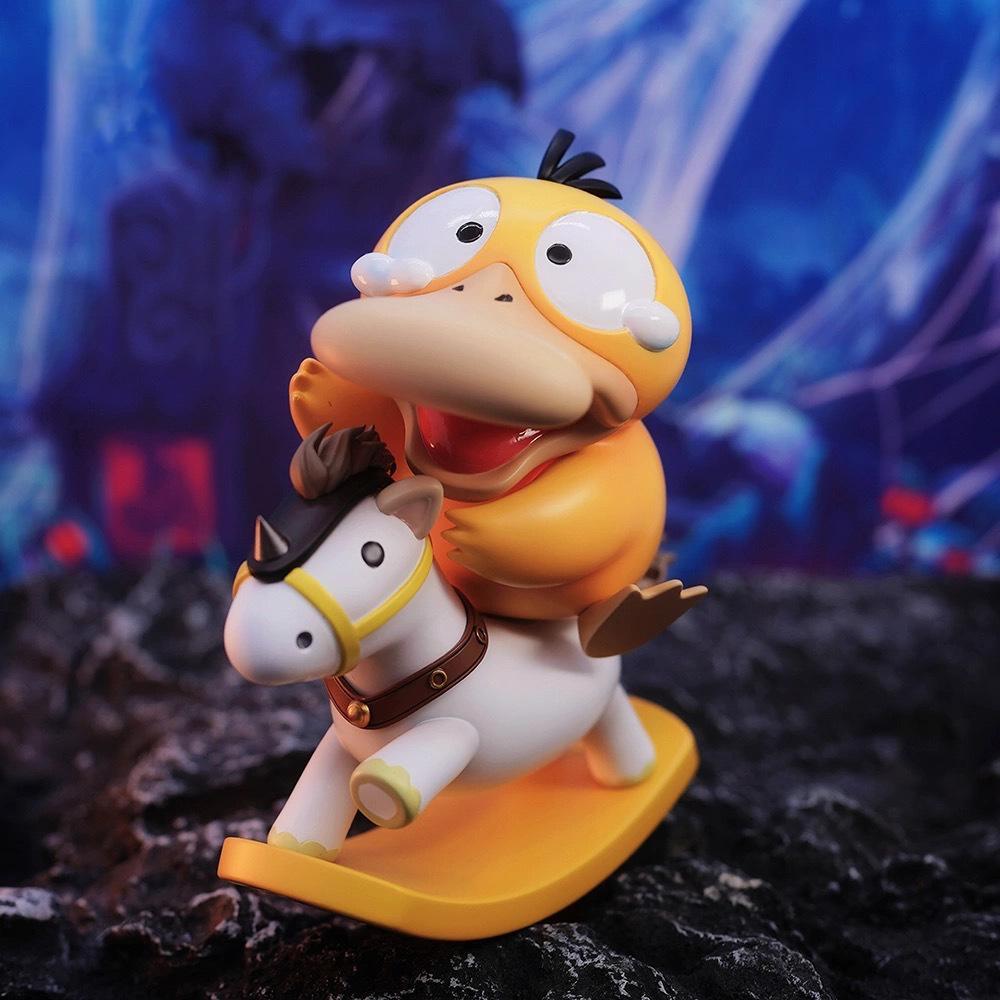 Pokemon Psyduck Gengar riding a rocking horse Figure Toys 10cm no box