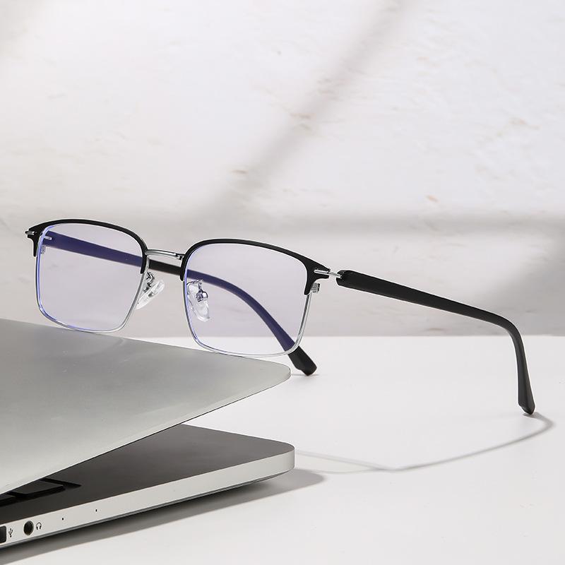 HD Men s Anti-Blue Light Half-Frame Reading Glasses: Ultra-Light, Stylish, Small Frame for Seniors +300 Reading Glasses