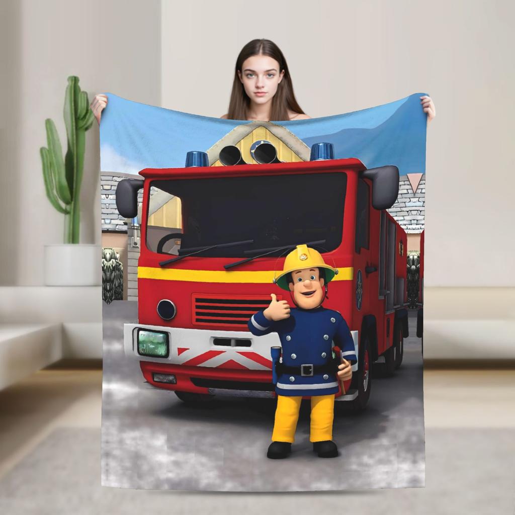Firemans Sams Flannel Blanket Winter  Super Warm Throw Blanket for Girls Boys Outdoor Pattern Bedspread Sofa Bed Cover