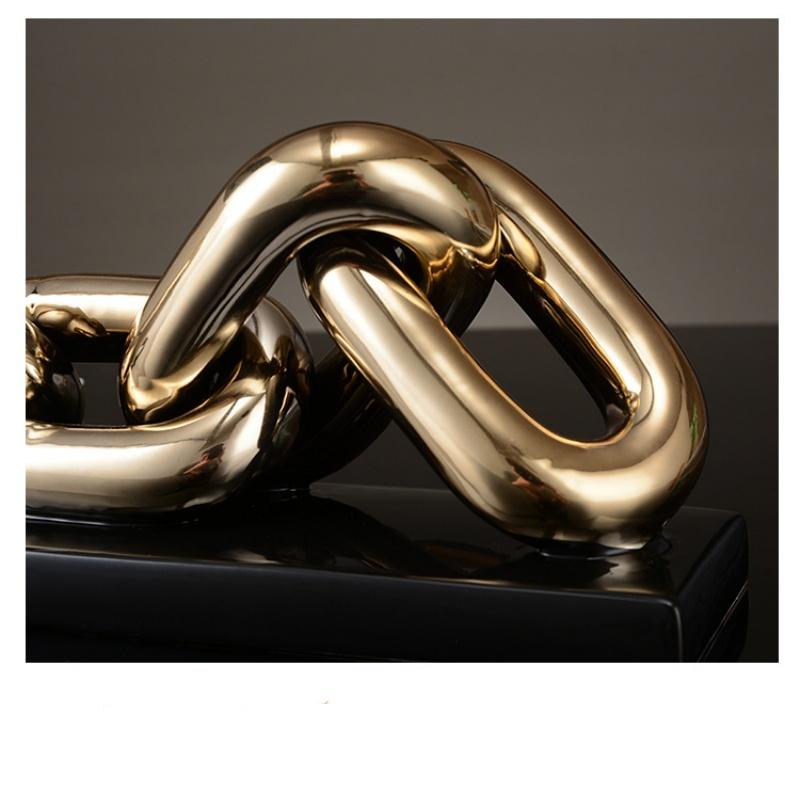 Ceramic Handicraft Golden Chain Skeleton Lock Ceramic Furniture Gold Ring Decorative Figurines Home Decoration Accessories